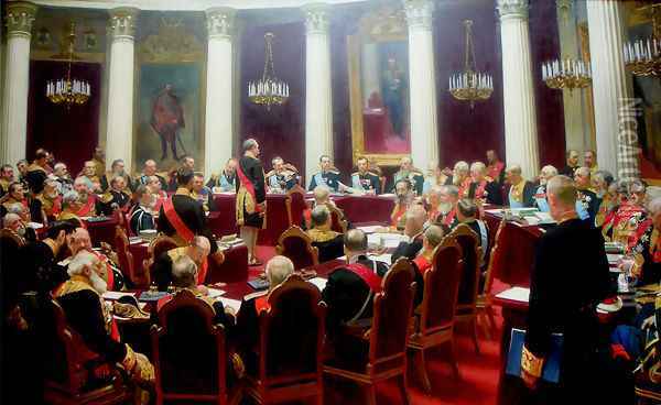 Ceremonial session of the State Council 1900 Oil Painting - Ilya Efimovich Efimovich Repin