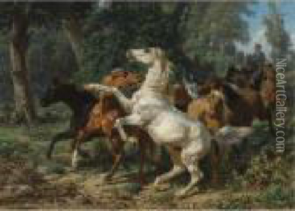 A Herd Of Horses Oil Painting - Filippo Palizzi