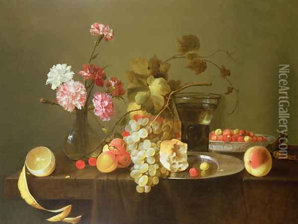 Still Life of Fruit and Flowers Oil Painting - Michiel Simons