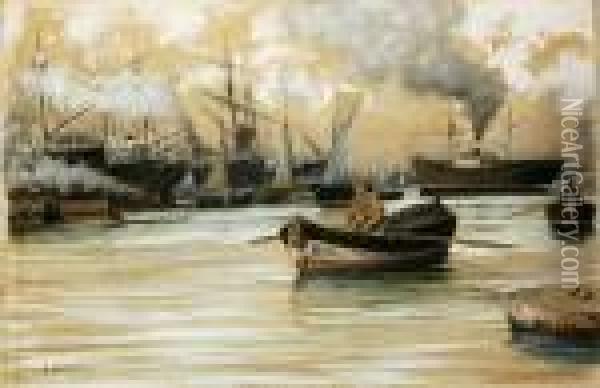 Nel Porto Oil Painting - Ruggero Panerai
