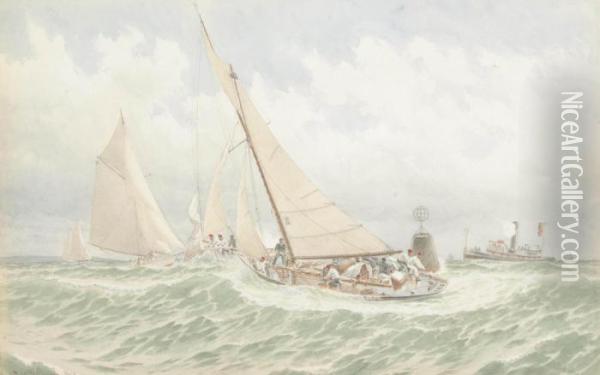 The One-design Newport 30 Class Of The New York Yacht Club Oil Painting - Frederick Schiller Cozzens