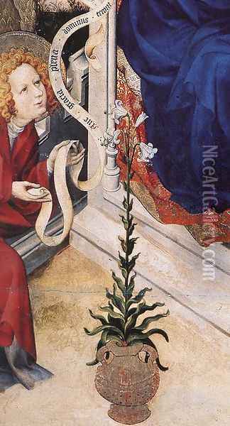 The Annunciation (detail 2) 1393-99 Oil Painting - Melchior Broederlam