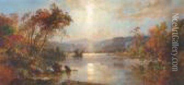 Homestead On Greenwood Lake Oil Painting - Jasper Francis Cropsey