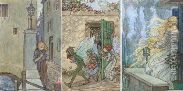 Illustrations For Elfin Song (three Illustrated) Oil Painting - Emma Florence Harrison