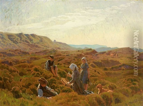 Rastende Landarbeiter Oil Painting - Knud Sinding