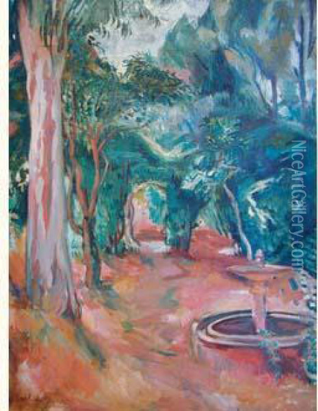  La Fontaine Du Jardin, Circa 1922  Oil Painting - Emile-Othon Friesz