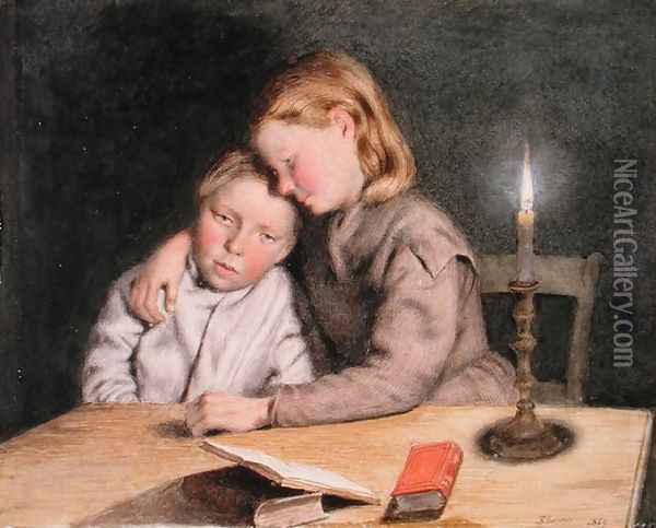 The Bedtime Story Ended, 1869 Oil Painting - John Sherrin