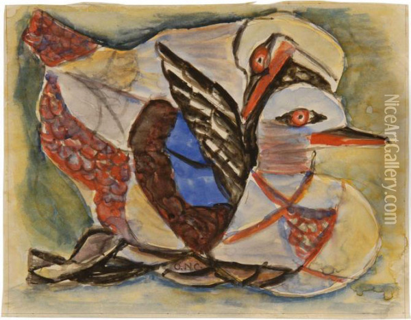 Duck And Turkey Oil Painting - Oliver Newberry Chaffee