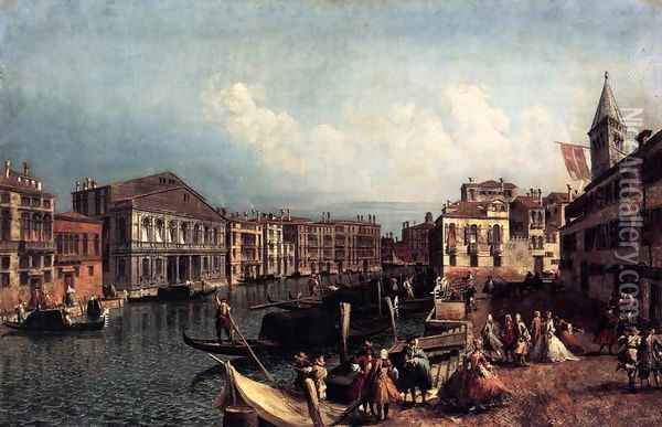 The Grand Canal with the Ca' Rezzonico and the Campo San Samuele Oil Painting - Michele Marieschi