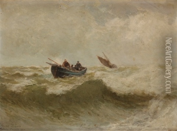 Pecheur En Mer Agitee, 1877 Oil Painting - Maurice Francois Auguste Courant