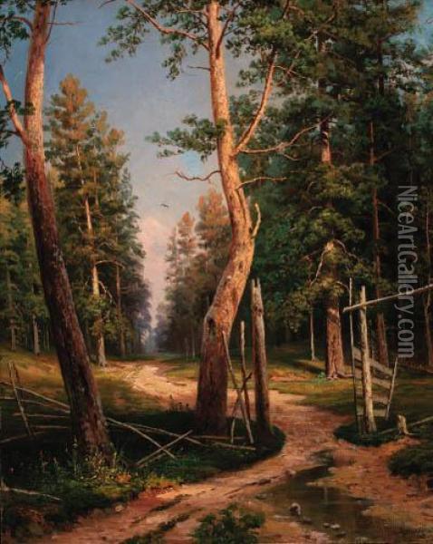 A Path In A Wood Oil Painting - Ivan Shishkin