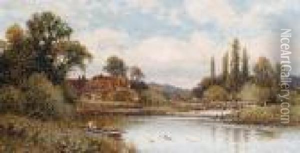 Pangbourne Weir, On The Thames Oil Painting - Alfred Augustus Glendening