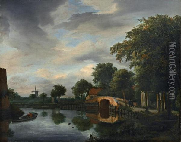Landschaft Mit Brucke Oil Painting - Jacob Van Ruisdael