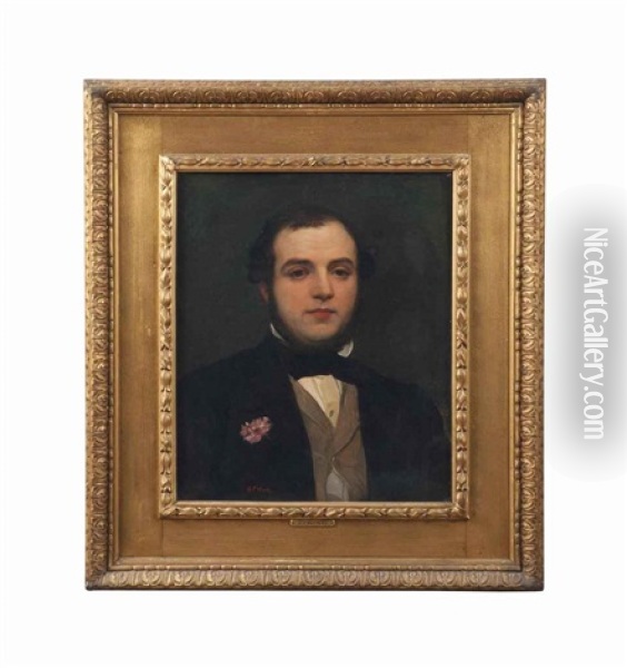 Portrait Of Eustratius Constantine Ionides Esq. (1817-1888), In Black Oil Painting - George Frederick Watts