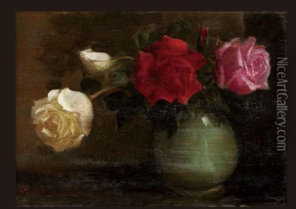 Roses Oil Painting - Yamamoto Kanae