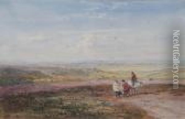 A Breezy Landscape Oil Painting - David I Cox