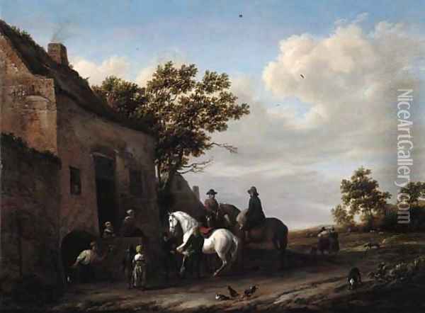 Travellers at a blacksmith's Oil Painting - Barent Gael