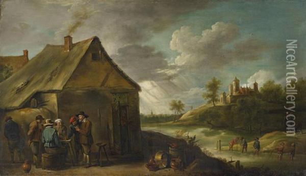 Dorflandschaft Mitbauerngesellschaft Oil Painting - David The Younger Teniers
