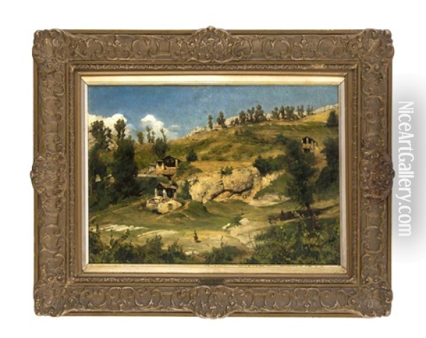 Italienische Landschaft Oil Painting - Albert Hertel