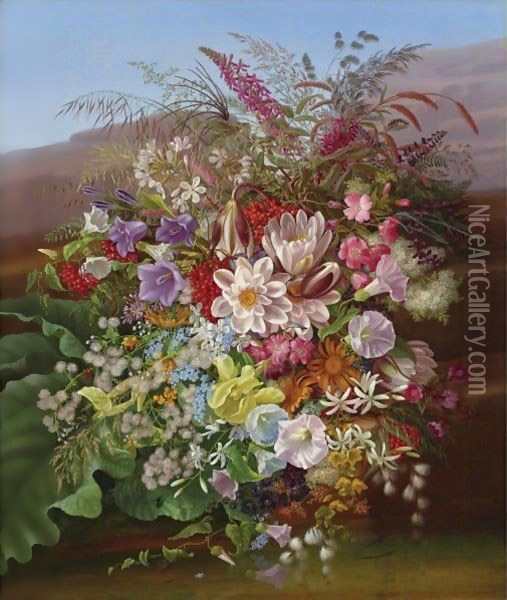 Still Life With Flowers 3 Oil Painting - Adelheid Dietrich