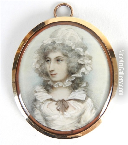 A Portrait Miniature Of A Young Lady Oil Painting - Andrew Plimer
