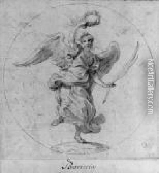 Victory: Design For The Obverse 
Of A Medal Dedicated To Queenchristina Of Sweden; And Virtue Subduing 
Evil: Design For Theobverse Of A Medal Dedicated To Cardinal Decio 
Azzolini
Inscribed 'imperio Et Virtute' (2) And Numbered '131' (2) And 
Within Oil Painting - Giovanni Battista (Baciccio) Gaulli