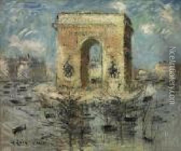L'arc De Triomphe, La Place De L'etoile Oil Painting - Gustave Loiseau