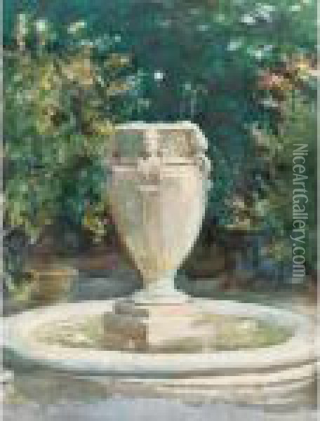 Vase Fountain, Pocantico Oil Painting - John Singer Sargent
