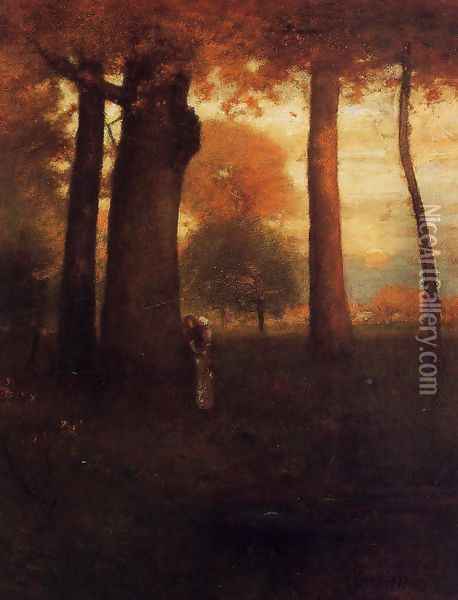 Sunset, Golden Glow Oil Painting - George Inness