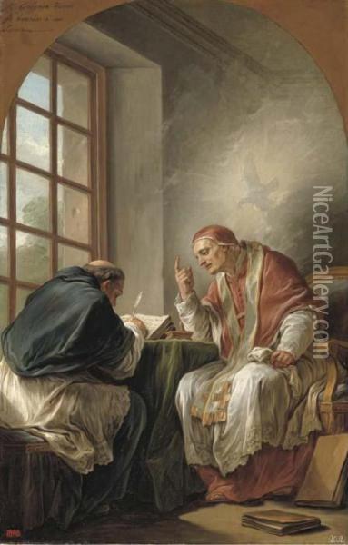 Saint Gregory Dictating His Homilies: A Modello Oil Painting - Carle van Loo