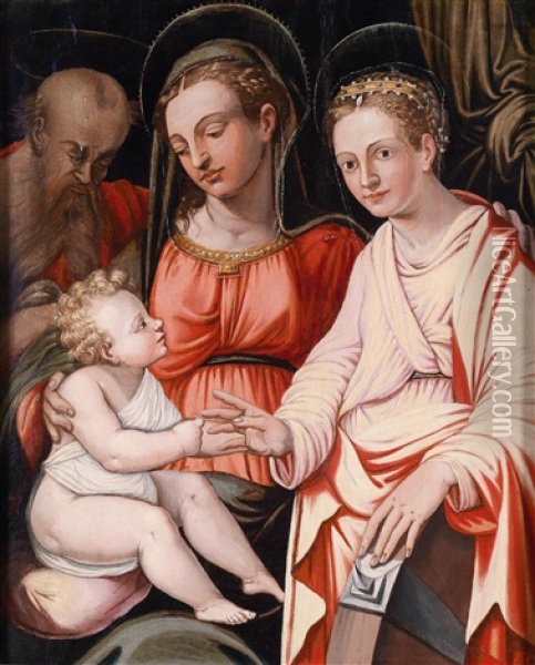 Madonna Mit Kind, Dem Heiligen Joseph Und Der Heiligen Katharina Oil Painting - Giorgio Vasari