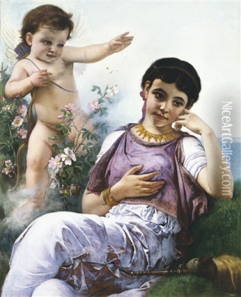 Ariadne And Amor (1880) Oil Painting - Charles Verlat