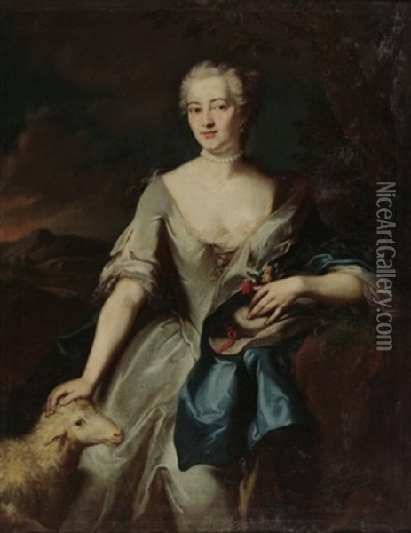 Portrait Einer Dame Als Hirtin Oil Painting - Johann Rudolf Studer