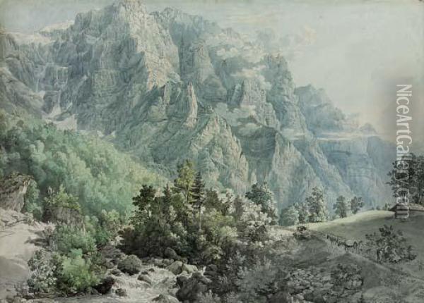 View Of Glarnisch Oil Painting - Peter Birmann
