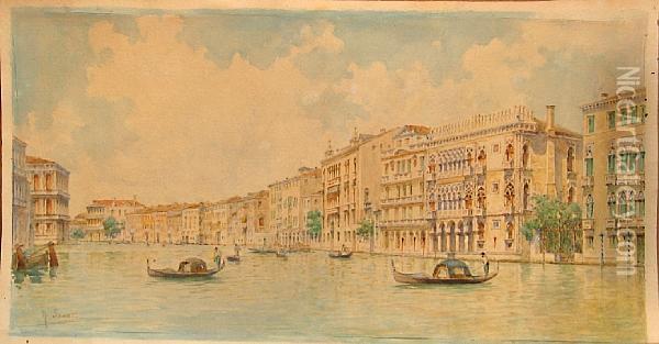 A View Of The Grand Canal Oil Painting - Rafael Senet y Perez