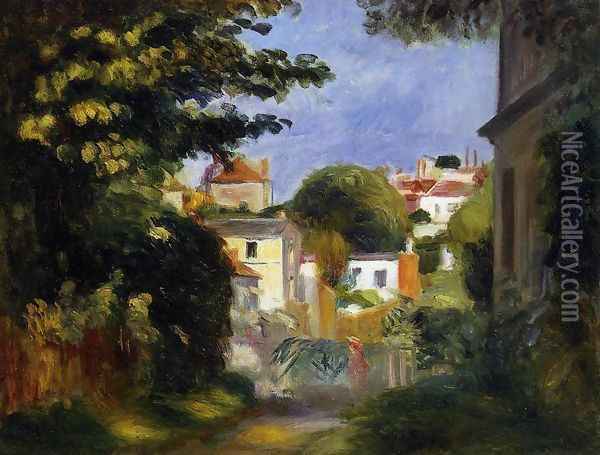 House And Figures Among The Trees Oil Painting - Pierre Auguste Renoir