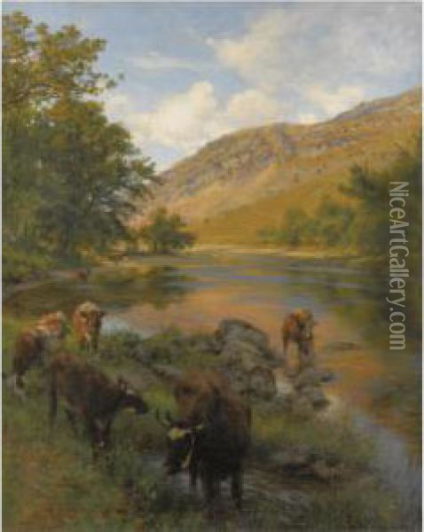 In The River Bed, Upper Wye Oil Painting - Henry William Banks Davis, R.A.