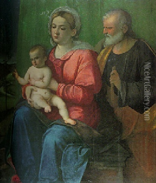 La Vierge Et L'enfant Avec Saint Joseph Oil Painting - Giovanni Bellini