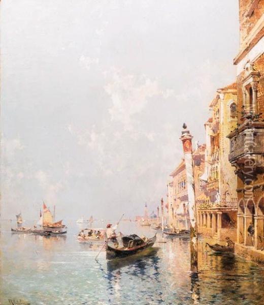 Canale Della Giudecca Oil Painting - Franz Richard Unterberger