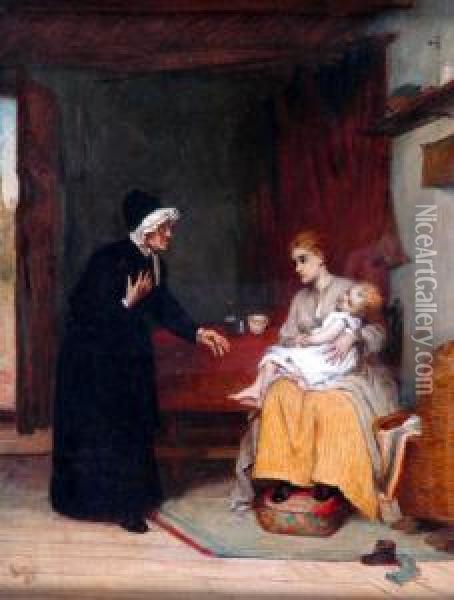 'the Village Doctor' 1876 Oil Painting - John P. Burr