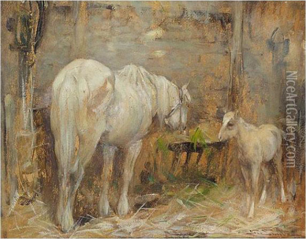 The White Mare Oil Painting - George Smith