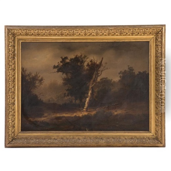 Landscape With Hunter Oil Painting - Johann Gustav Lange