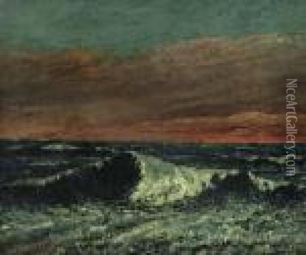 Vague. Oil Painting - Gustave Courbet