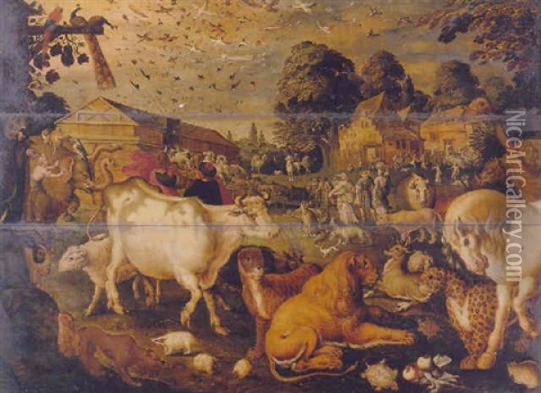 The Animals Entering Noah's Ark Oil Painting - Jacob Bouttats