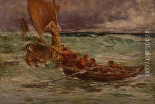 St. Columba Leaving For Iona Oil Painting - Francis S. Walker