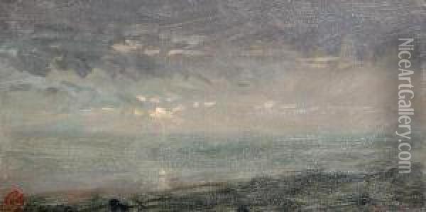 La Mer A Honfleur Oil Painting - Adolphe Felix Cals