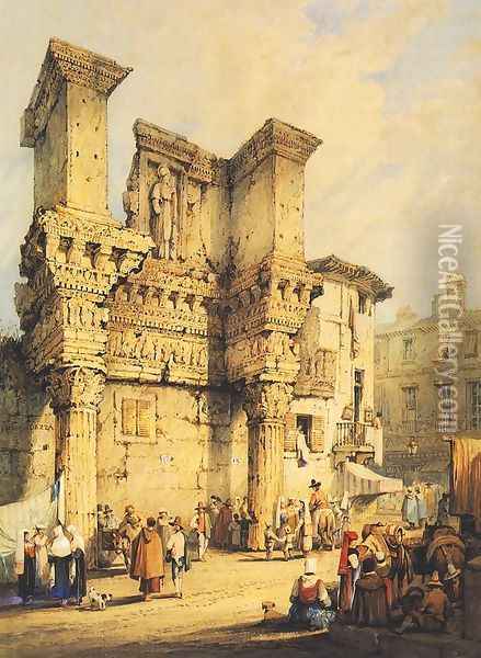 Forum of Nerva, Rome (The Temple of Pallas) Oil Painting - Samuel Prout