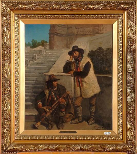 Bergers Italiens Oil Painting - Cesare Felix dell' Acqua