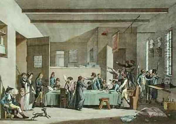 Interior of a Revolutionary Committee in 1792-93 Oil Painting - Alexandre Evariste Fragonard