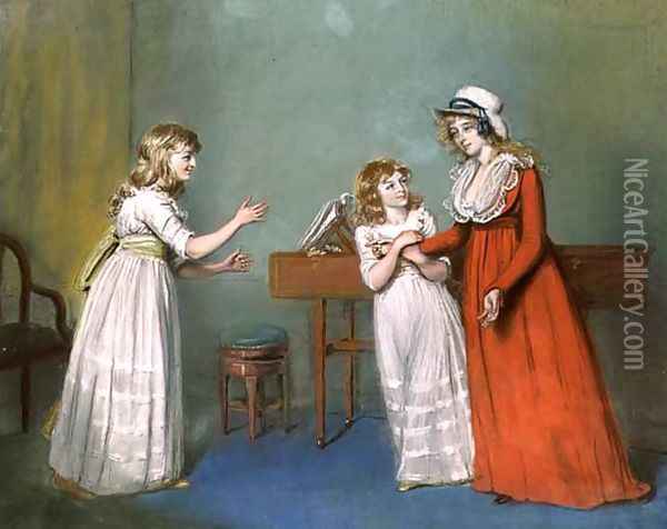 Mrs. Henderson, Mrs. Kendall and Mrs. Thompson, Daughters of Thomas Rowsby, Crome Hall, Malton, Yorkshire Oil Painting - John Raphael Smith